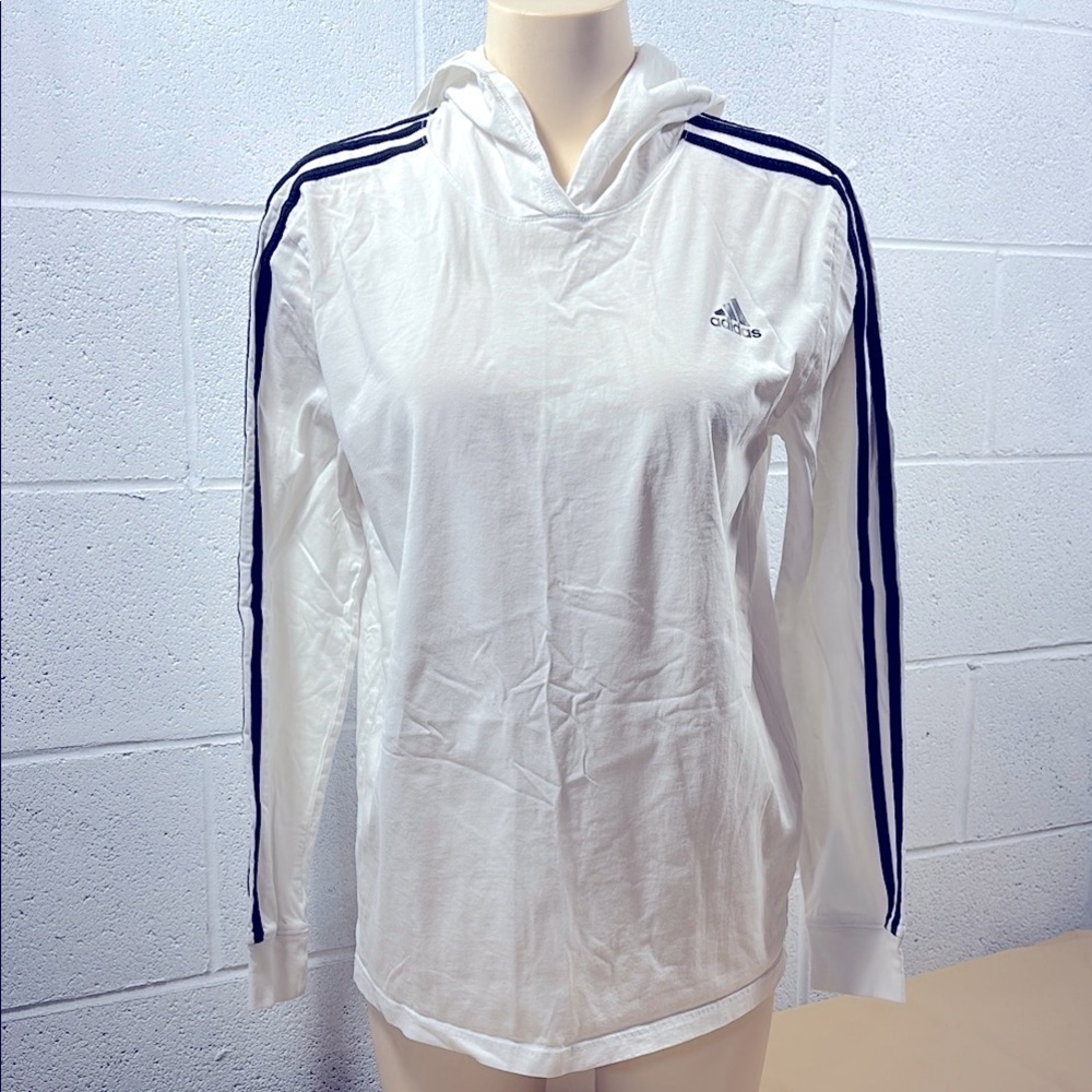Adidas White Hoodie with Black Stripes​​​​​